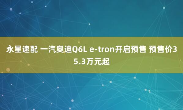 永星速配 一汽奥迪Q6L e-tron开启预售 预售价35.3万元起