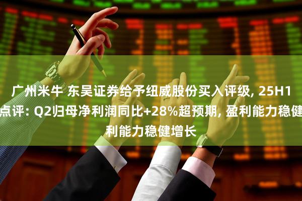 广州米牛 东吴证券给予纽威股份买入评级, 25H1快报点评: Q2归母净利润同比+28%超预期, 盈利能力稳健增长